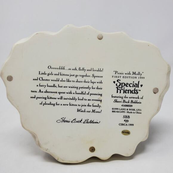 Lang & Wise Special Friend Circa 1999 Picnic With Molly First Edition Figurine - Picture 5 of 9